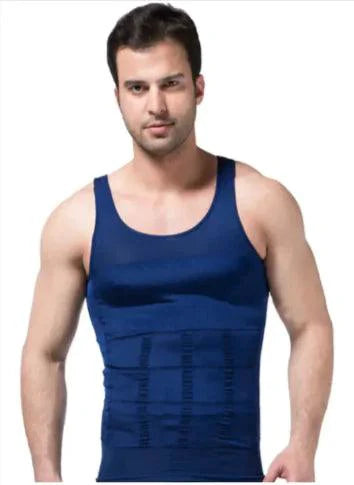 Men's contour shaper vest by MANDOTOS, snug fit with supportive design, shown in black on a plain background.
