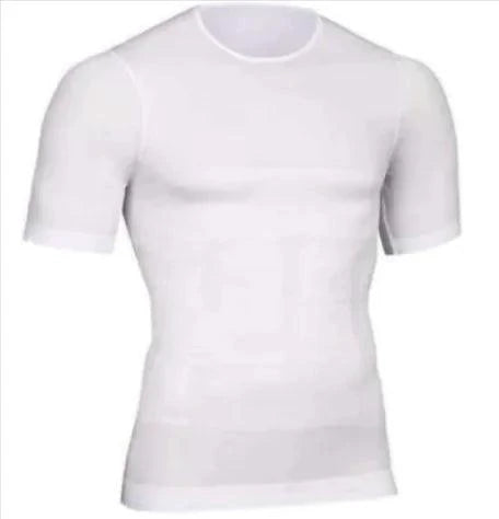 Men's MANDOTOS Contour Shaper Vest showing a close-up of the fitted, seamless design in black fabric for shaping and support.