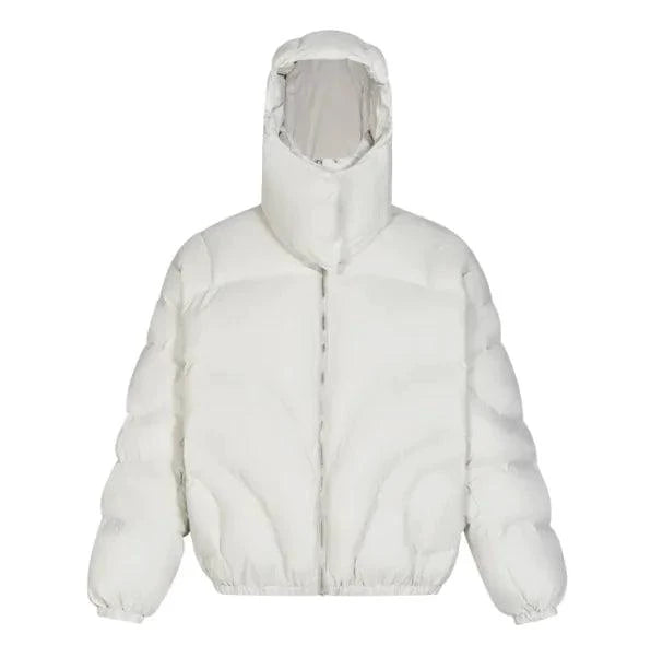 Men's MANDOTOS cotton padded coat with a detachable hood, shown in a front view with a quilted design and zip closure.