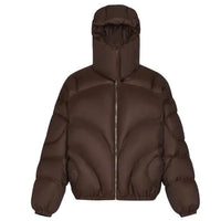 Men's detachable hooded cotton padded coat by MANDOTOS, showing the coat's front view with hood and quilted padding.