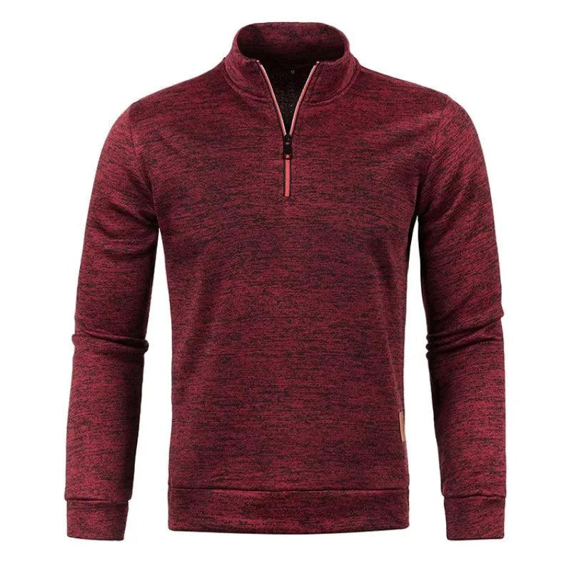 Men's Half Zipper Turtleneck Sweatshirt: Cozy and Stylish for Fall - MANDOTOS INTERNATIONAL1005007460645798-Wine Red-M