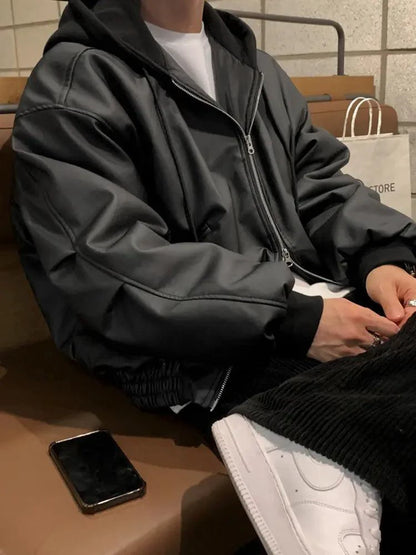 Men's Hooded Leather Jackets - MANDOTOS