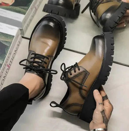 Men's Leather Martin Shoes with Thick Cushioned Sole - MANDOTOS