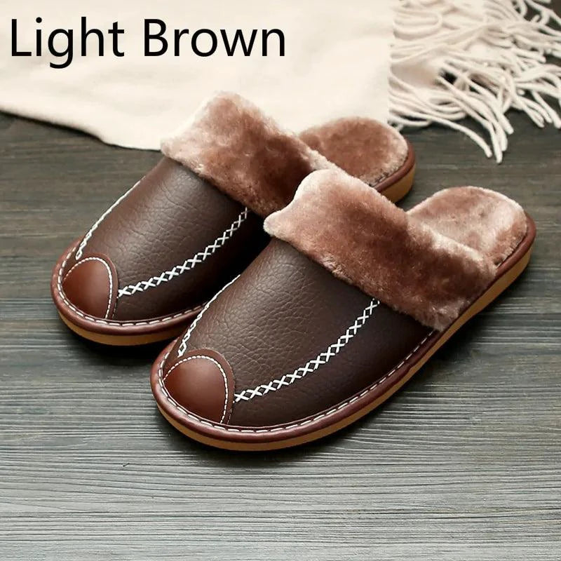 Men's Luxury Leather Slippers - MANDOTOS
