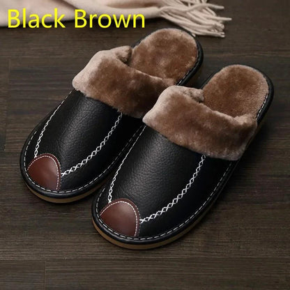 Men's Luxury Leather Slippers - MANDOTOS
