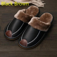 Men's luxury leather slippers by MANDOTOS featuring soft leather upper and comfortable slip-on design.