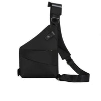 Mandotos men's multifunctional shoulder bag with sports chest pack, black nylon design, compact and versatile for active use.