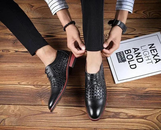 Men's Pointed Leather Dress Shoes - Korean Style Fashion - MANDOTOS