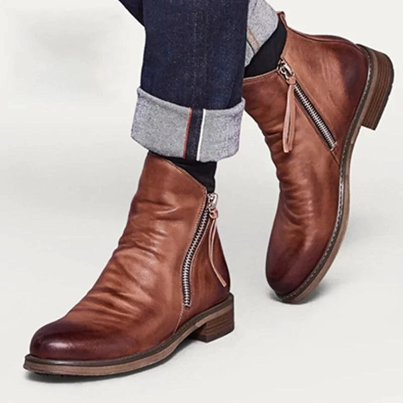 Men's Premium Leather Martin Boots - MANDOTOS
