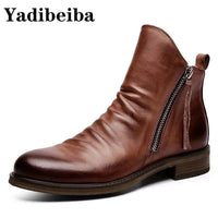 Men's premium leather Martin boots by MANDOTOS with sturdy soles and classic design, perfect for rugged outdoor or casual wear.