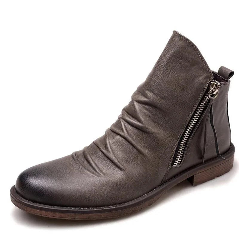 Men's premium leather Martin boots by MANDOTOS featuring classic design, sturdy soles, and ankle-high style.