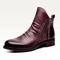 Men's premium leather Martin boots by MANDOTOS, featuring rugged design and sturdy soles for stylish durability.