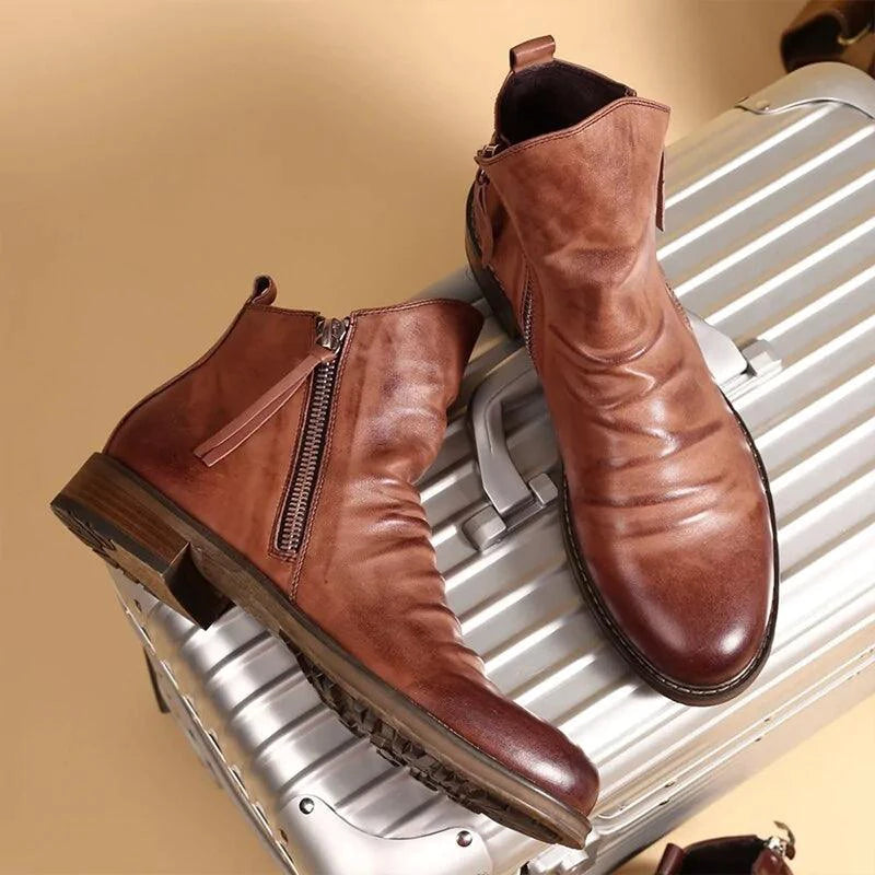 Men's Premium Leather Martin Boots - MANDOTOS