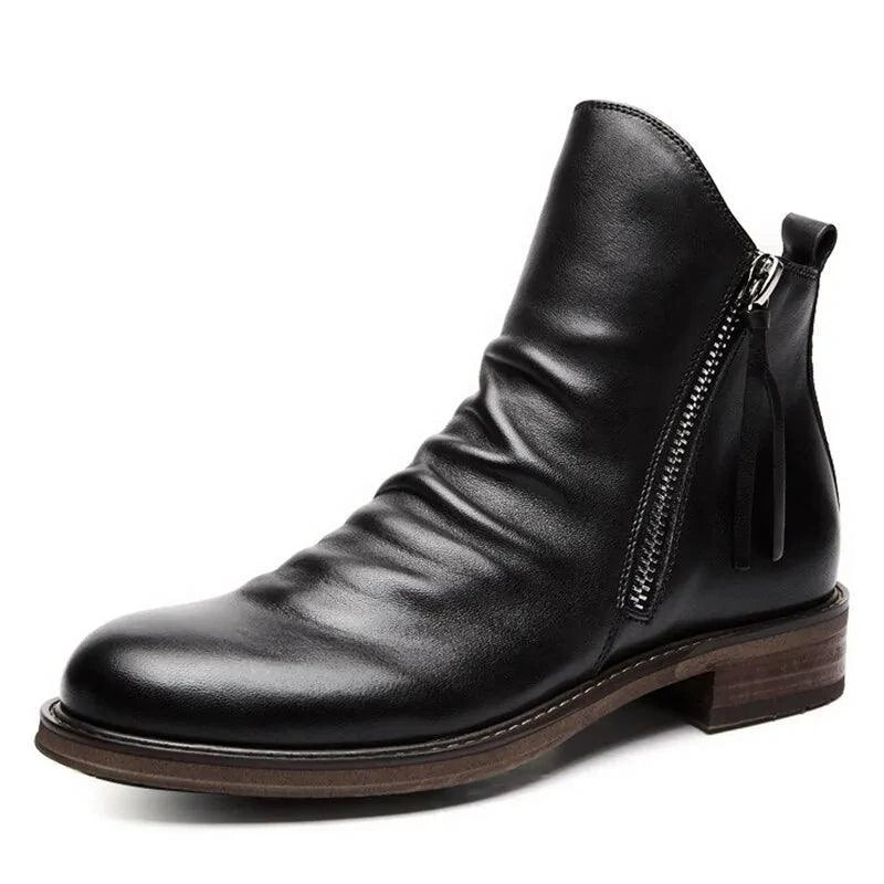 Men's premium leather Martin boots by MANDOTOS featuring classic lace-up design and rugged soles for durable style.