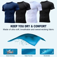 Mandotos men's short sleeve compression rash guard shirt with print, quick-dry fabric, designed for gym workouts and athletic activities.
