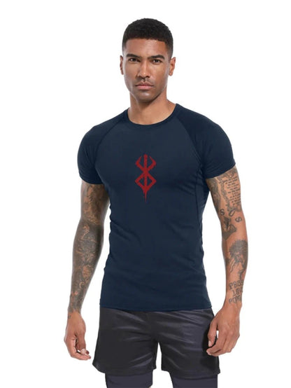 Men's Print Compression Shirts Summer Short Sleeve Rash Guard Gym Workout T-shirt Athletic Quick Dry Baselayer Undershirts Tops - MANDOTOS