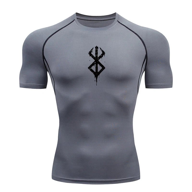Men's Print Compression Shirts Summer Short Sleeve Rash Guard Gym Workout T-shirt Athletic Quick Dry Baselayer Undershirts Tops - MANDOTOS
