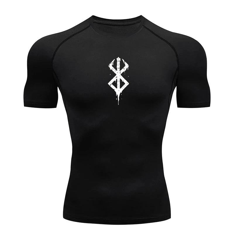 Men's Print Compression Shirts Summer Short Sleeve Rash Guard Gym Workout T-shirt Athletic Quick Dry Baselayer Undershirts Tops - MANDOTOS