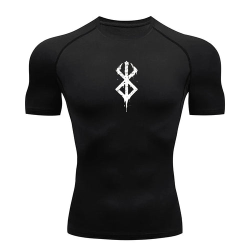 Men's Print Compression Shirts Summer Short Sleeve Rash Guard Gym Workout T-shirt Athletic Quick Dry Baselayer Undershirts Tops - MANDOTOS