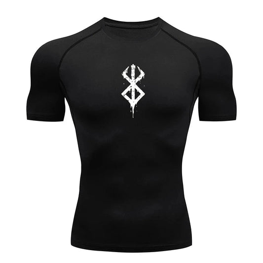 Men's Print Compression Shirts Summer Short Sleeve Rash Guard Gym Workout T-shirt Athletic Quick Dry Baselayer Undershirts Tops - MANDOTOS