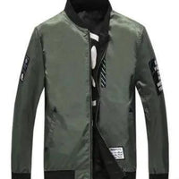 Men's reversible flight jacket by MANDOTOS, designed for autumn and winter, showing the jacket's outer and inner reversible sides.