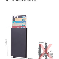 Men's RFID Slim Carbon Fiber Money Clip and Card Holder by MANDOTOS, sleek black wallet with multiple card slots and secure cash clip.