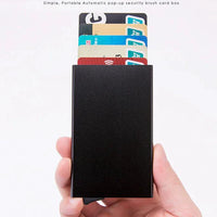 Men's RFID slim carbon fiber money clip and card holder by MANDOTOS, sleek and compact for secure cash and card storage.