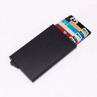 Men's RFID slim carbon fiber money clip and card holder by MANDOTOS, showcasing sleek design and organized storage for cards and cash.