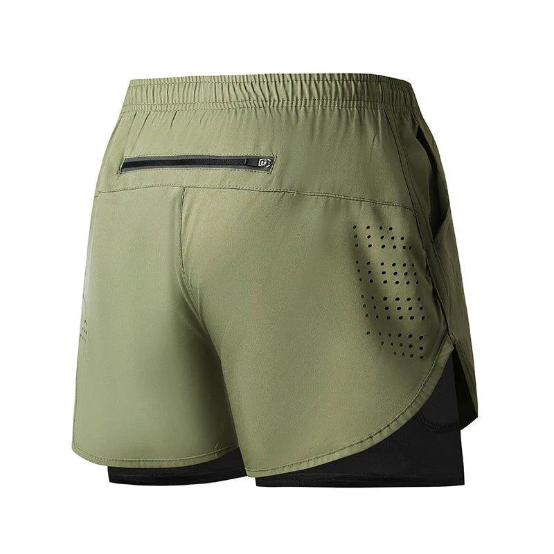 Men's Running Shorts Quick-drying Fitness Black Double Layer Shorts Men New Sport Workout Training Bodybuilding Short Pants - MANDOTOS