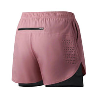 Men's black quick-drying running shorts by MANDOTOS featuring double-layer design for fitness, workout, and bodybuilding activities.