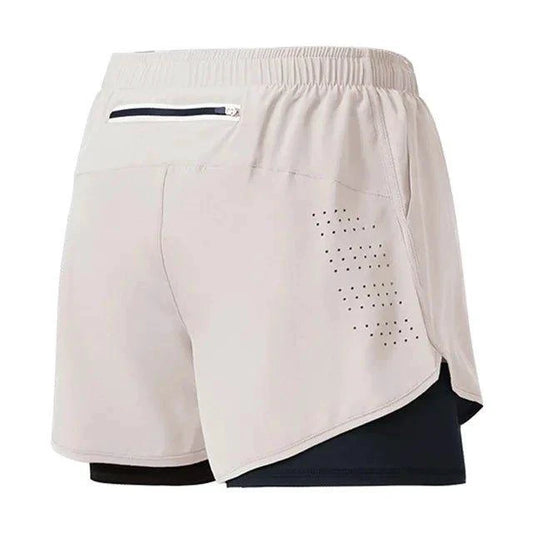 Men's Running Shorts Quick-drying Fitness Black Double Layer Shorts Men New Sport Workout Training Bodybuilding Short Pants - MANDOTOS