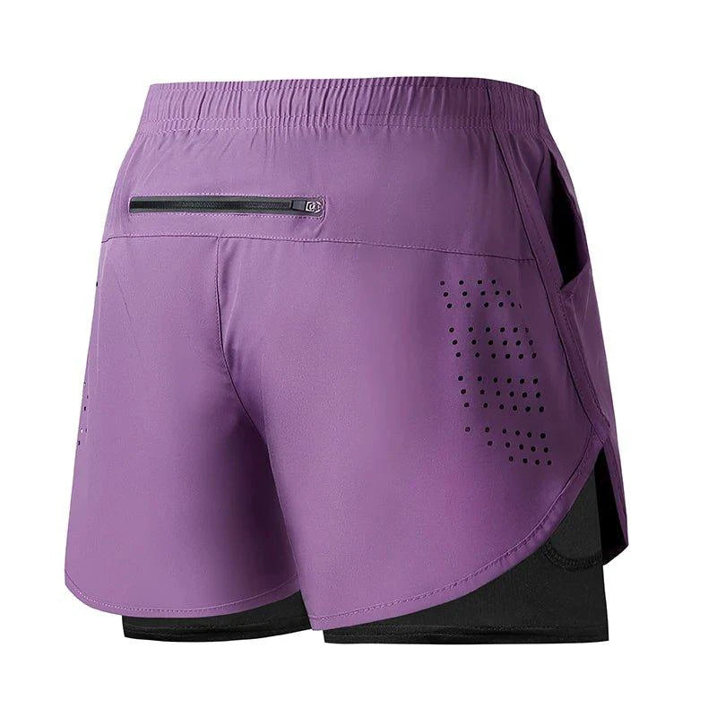 Men's Running Shorts Quick-drying Fitness Black Double Layer Shorts Men New Sport Workout Training Bodybuilding Short Pants - MANDOTOS