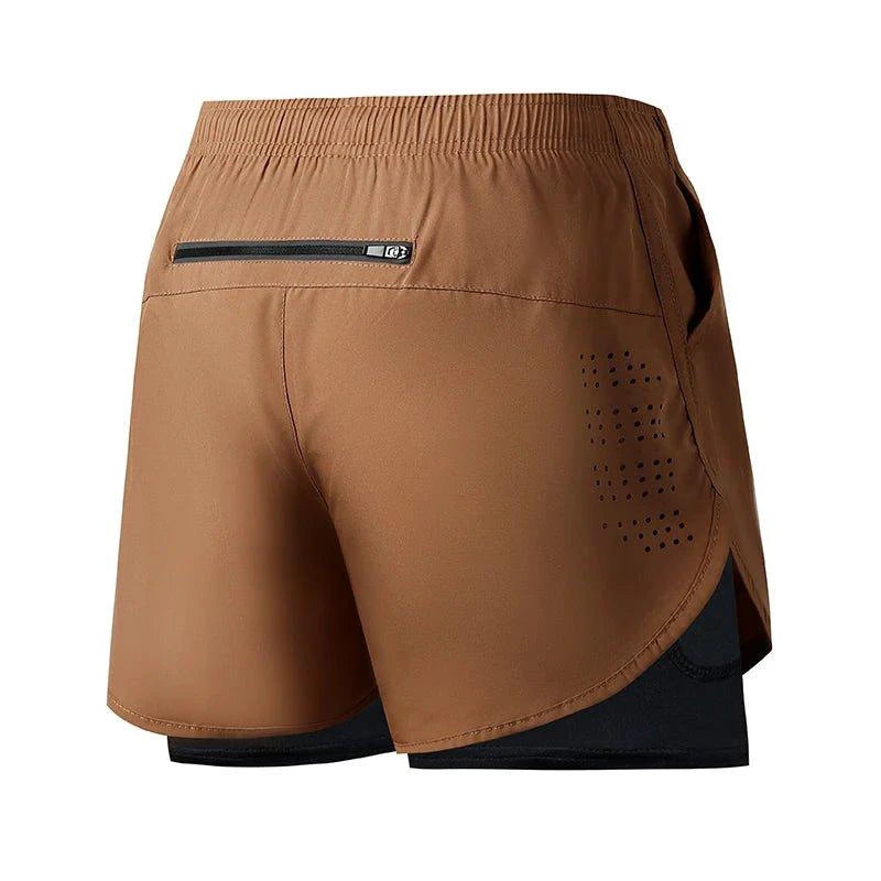 Men's Running Shorts Quick-drying Fitness Black Double Layer Shorts Men New Sport Workout Training Bodybuilding Short Pants - MANDOTOS