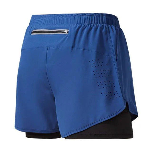 Men's Running Shorts Quick-drying Fitness Black Double Layer Shorts Men New Sport Workout Training Bodybuilding Short Pants - MANDOTOS