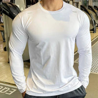Mandotos men's long sleeve sports fitness shirt with quick-dry fabric, ideal for badminton, running, and bodybuilding activities.
