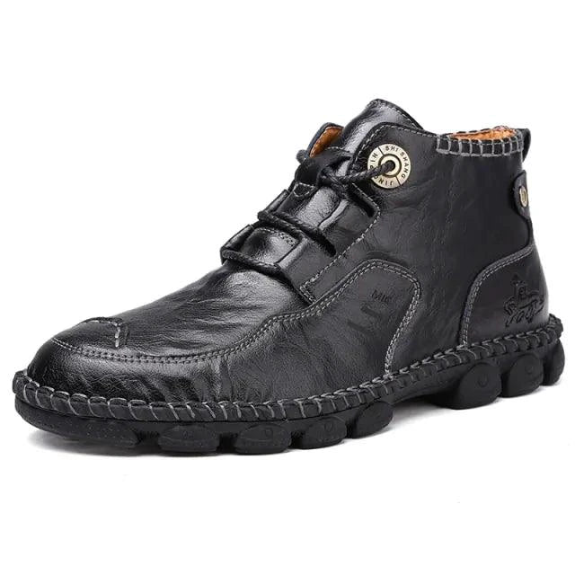 Men's stylish ankle boots by MANDOTOS featuring sleek leather design and lace-up closure, perfect for casual or smart-casual outfits.