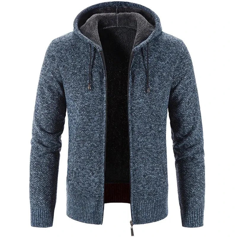 Men's stylish fleece cardigan jacket by MANDOTOS, featuring a cozy knit design and front pockets.