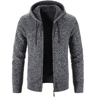 Men's stylish fleece cardigan jacket by MANDOTOS, featuring a cozy design with a front zipper and ribbed cuffs and hem.