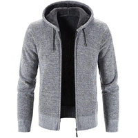 Men's stylish fleece cardigan jacket by MANDOTOS, shown in a cozy, button-up design with a soft, textured fabric.