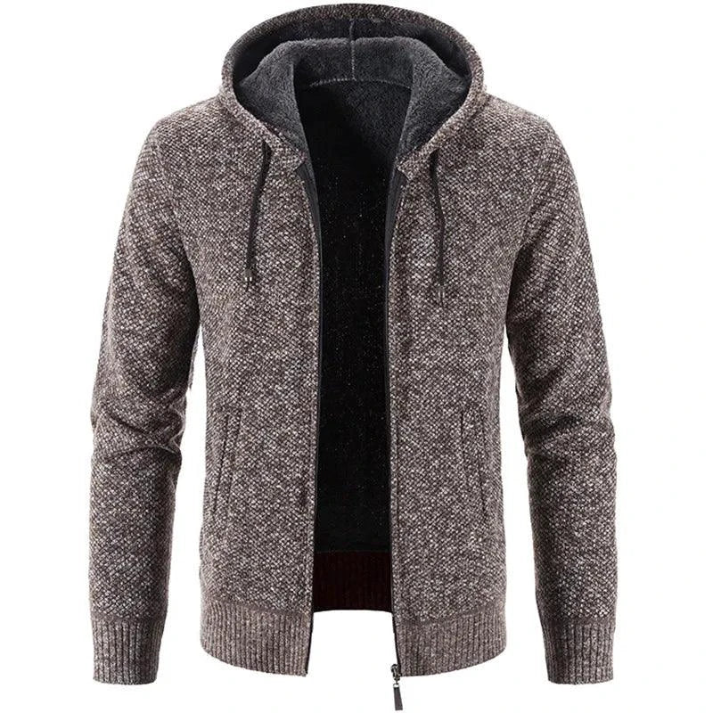 Men's stylish fleece cardigan jacket by MANDOTOS, featuring a cozy knit design and full button front for casual wear.