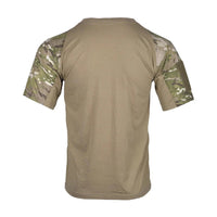 Mandotos men's camouflage tactical T-shirt with breathable fabric, outdoor hunting and workout clothing, featuring a camouflage pattern.
