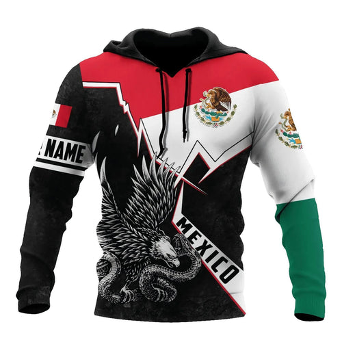 Mexico 3D Eagle Print Pullover Hoodie - Corduroy - MANDOTOS