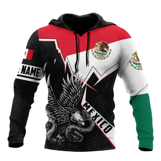 Mexico 3D Eagle Print Pullover Hoodie - Corduroy - MANDOTOS