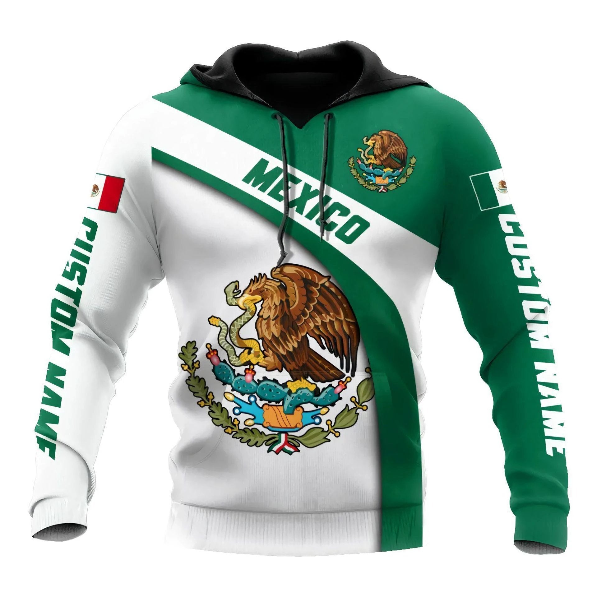 Mexico 3D Eagle Print Pullover Hoodie - Corduroy - MANDOTOS