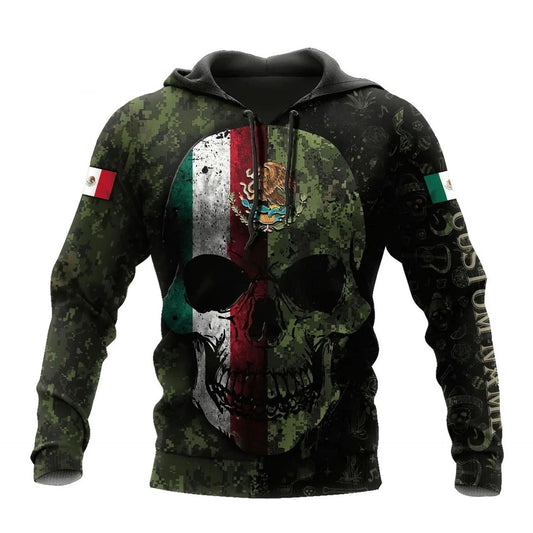 Mexico 3D Eagle Print Pullover Hoodie - Corduroy - MANDOTOS