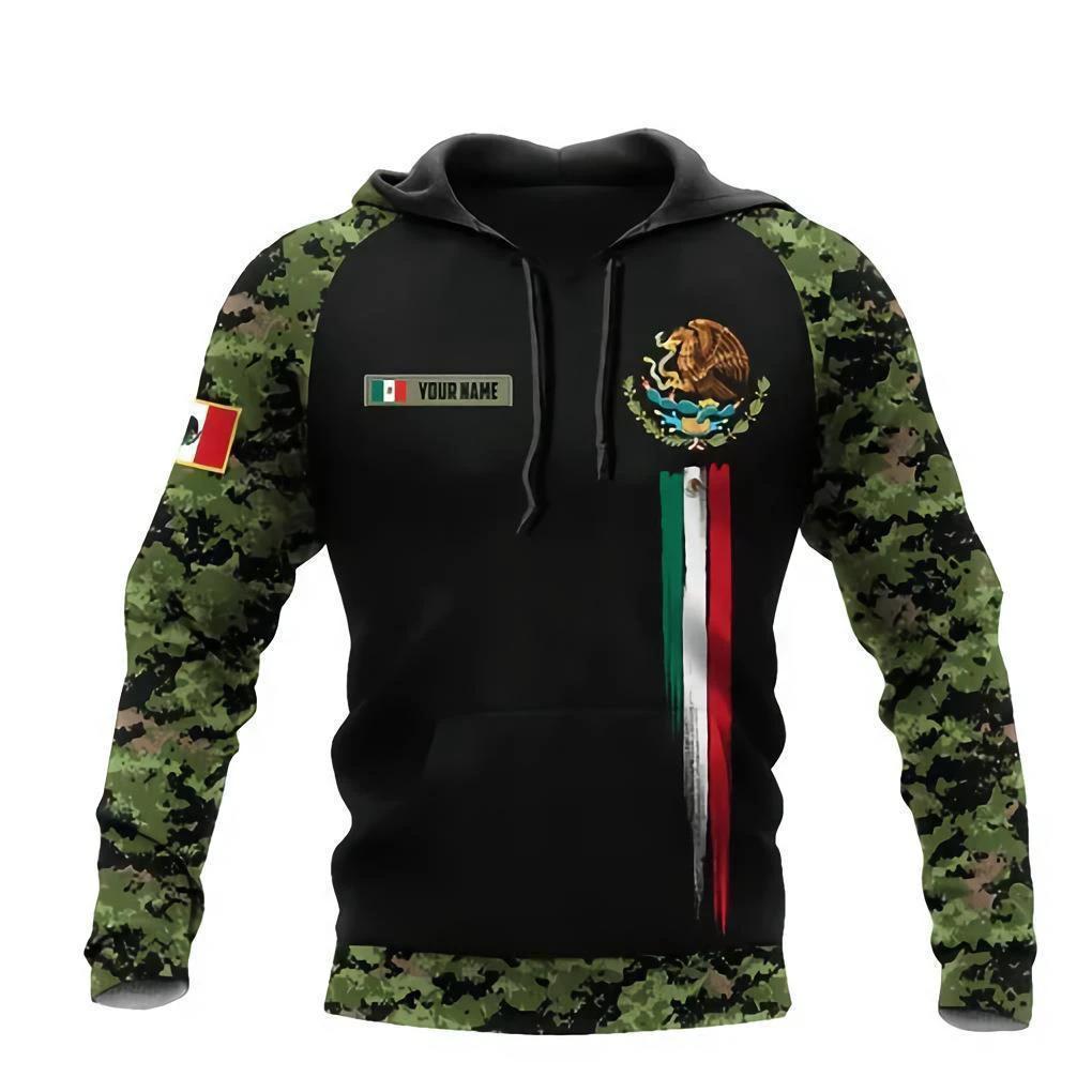 Mexico 3D Eagle Print Pullover Hoodie - Corduroy - MANDOTOS