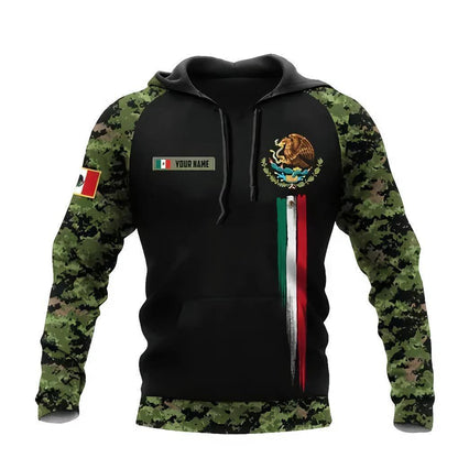 Mexico 3D Eagle Print Pullover Hoodie - Corduroy - MANDOTOS