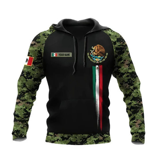 Mexico 3D Eagle Print Pullover Hoodie - Corduroy - MANDOTOS
