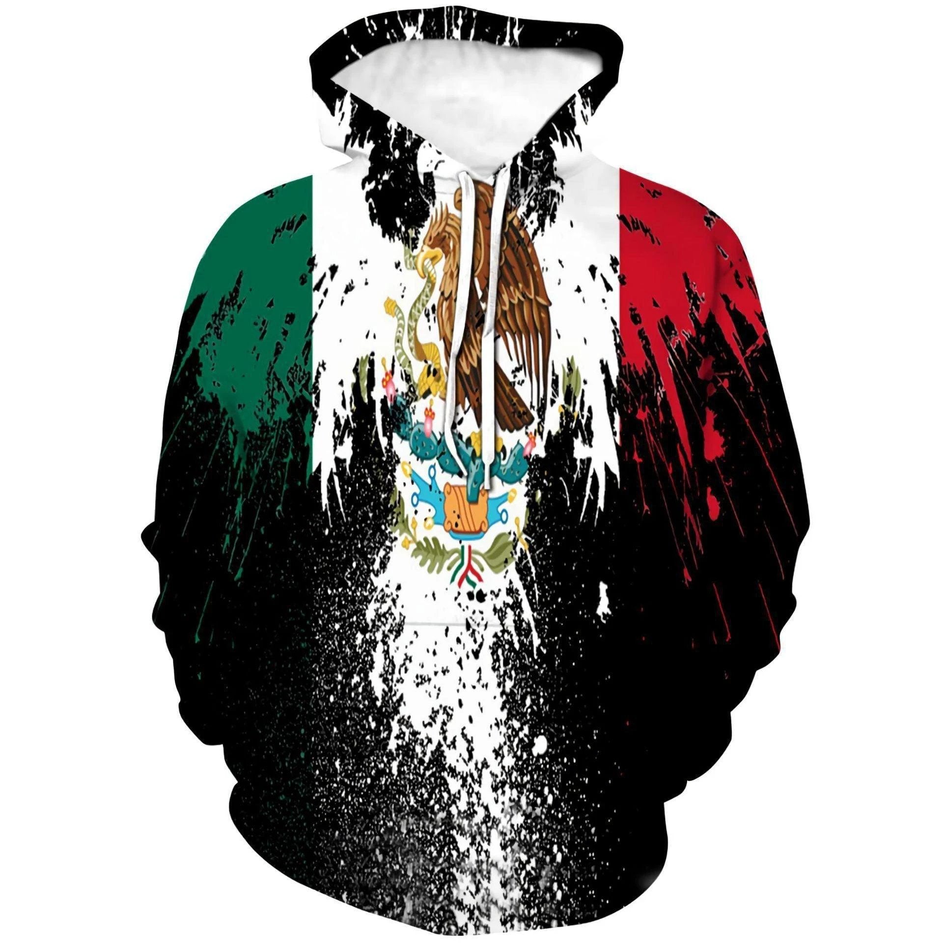 Mexico 3D Eagle Print Pullover Hoodie - Corduroy - MANDOTOS