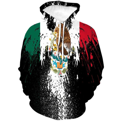 Mexico 3D Eagle Print Pullover Hoodie - Corduroy - MANDOTOS